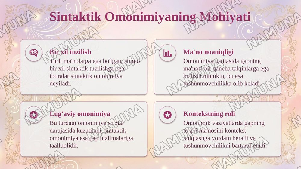 Sintaktik omonimiya.Stilistik sintagmallash — 4-slayd