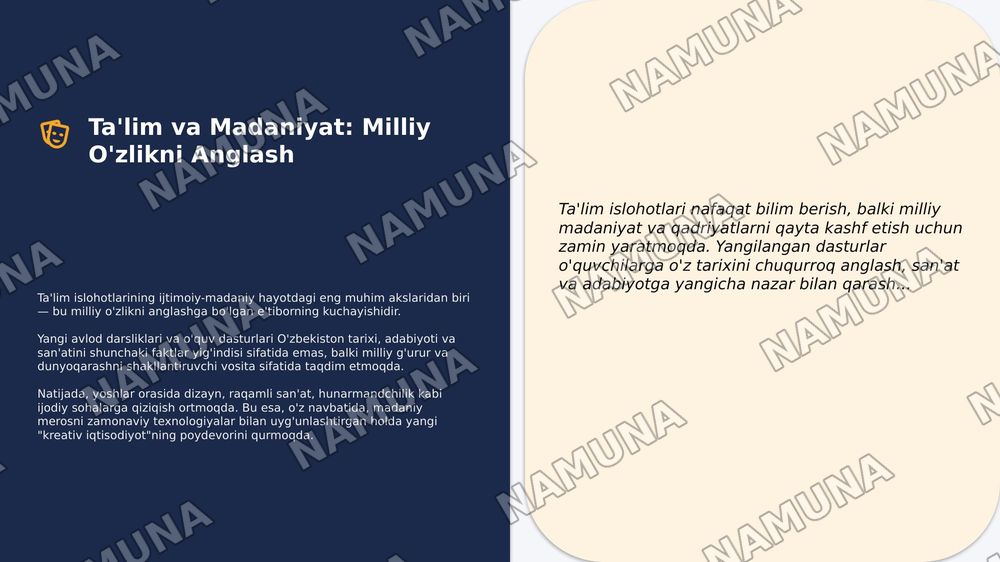 Oʻzbekistonda taʼlim islohotlari va ularning ijtimoiy va madaniy hayotda aks etishi — 6-slayd