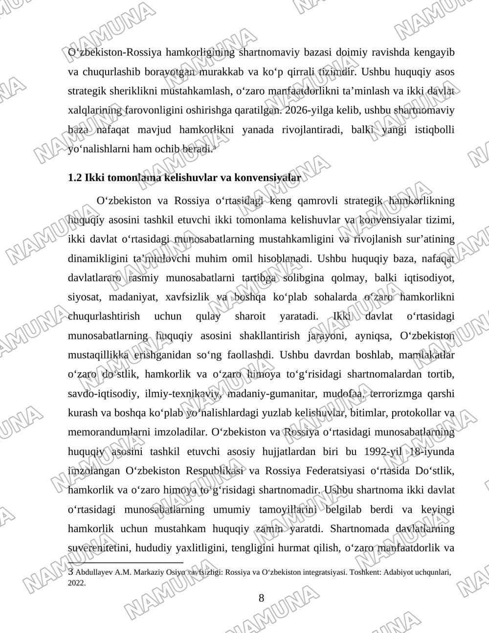 Rossiya va Oʻzbekiston hamkorlik munosabatlarining shakllanishi va rivojlanishi — 8-varaq