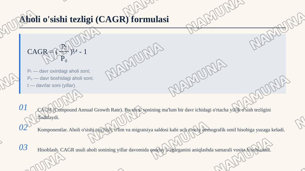 Global Demografik hisob kitoblar va proagnozlat ni hisoblash formulalari — 5-slayd