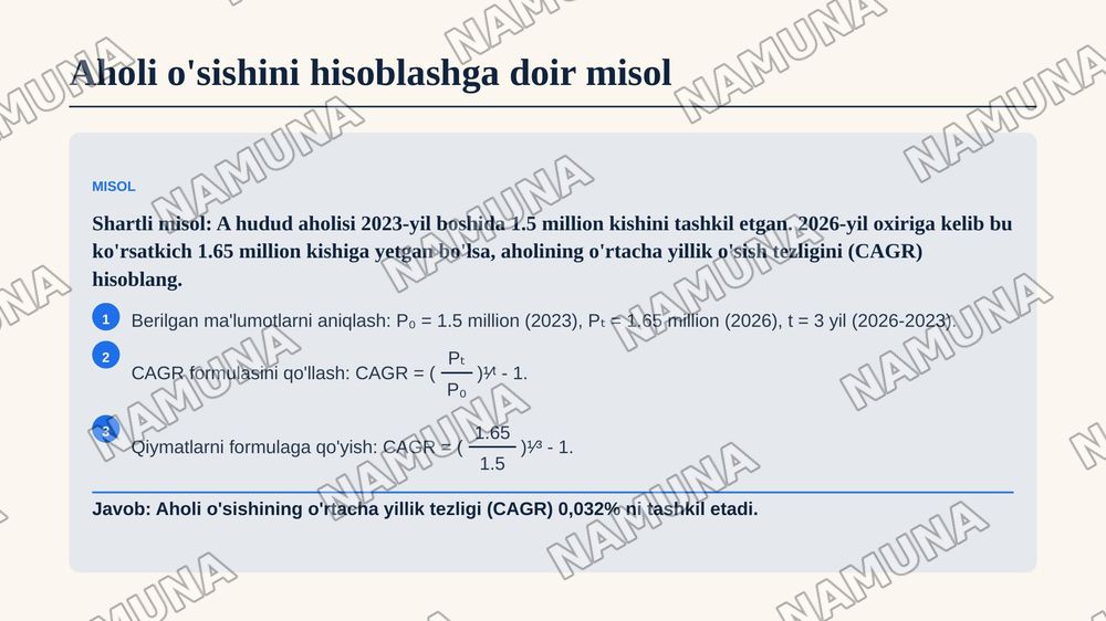 Global Demografik hisob kitoblar va proagnozlat ni hisoblash formulalari — 6-slayd