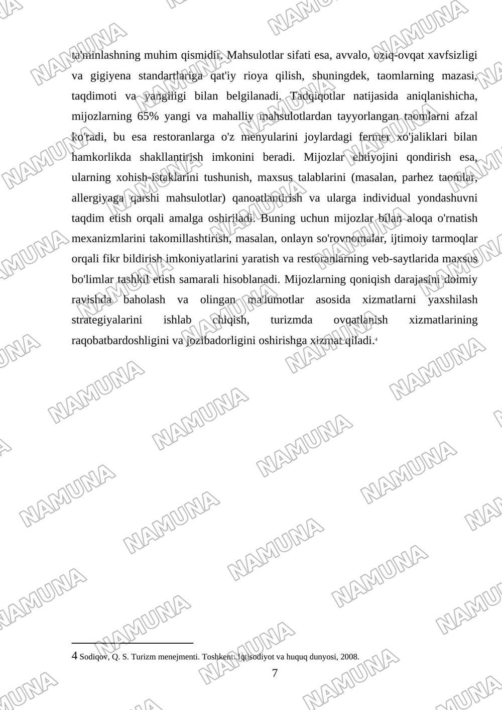 Turizmda ovqatlanish xizmatlarini tashkil etish — 7-varaq