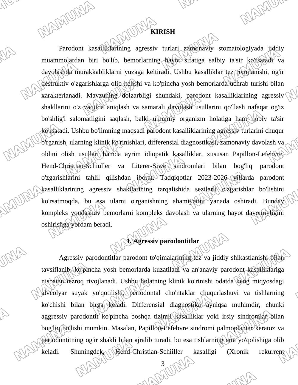 Aggressive fonns of periodontal disease. Clinic, differential diagnosis, 5 treatment, prevention. I diopathic diseases - syndromes: Papillon- Lefebvre, Hend-Christian-Schiiller, Literer-Siwe.Periodont — 3-varaq