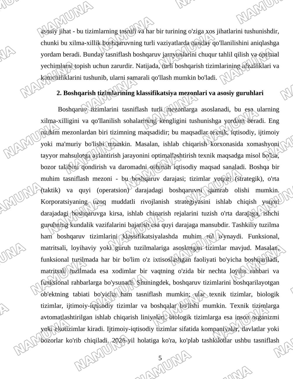 Boshqarish tizimlari hagida umumiy tushuncha va ularning tasnifi — 5-varaq