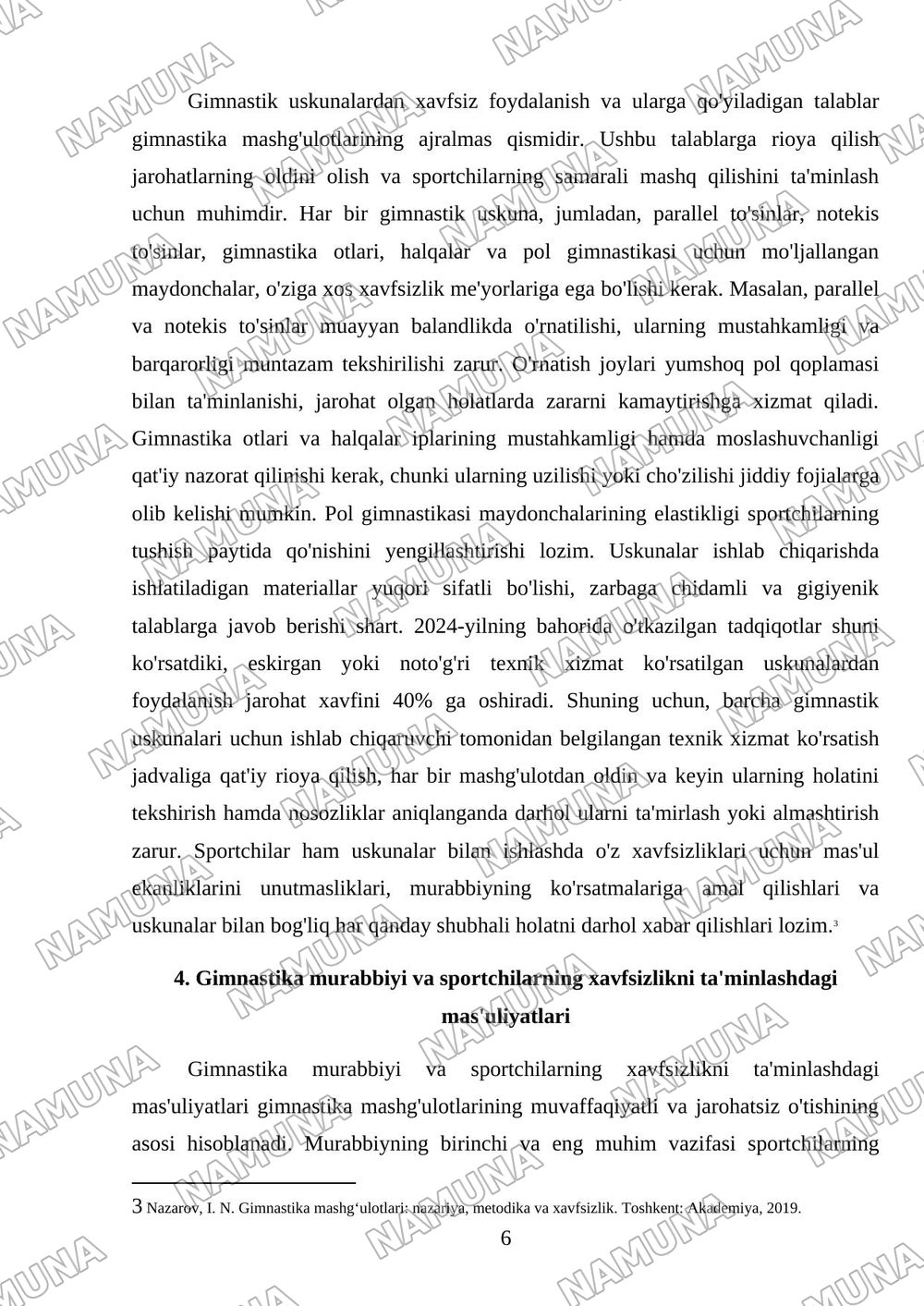 Gimnastika mashg'ulotlarida xavfsizlik qoidalari — 6-varaq