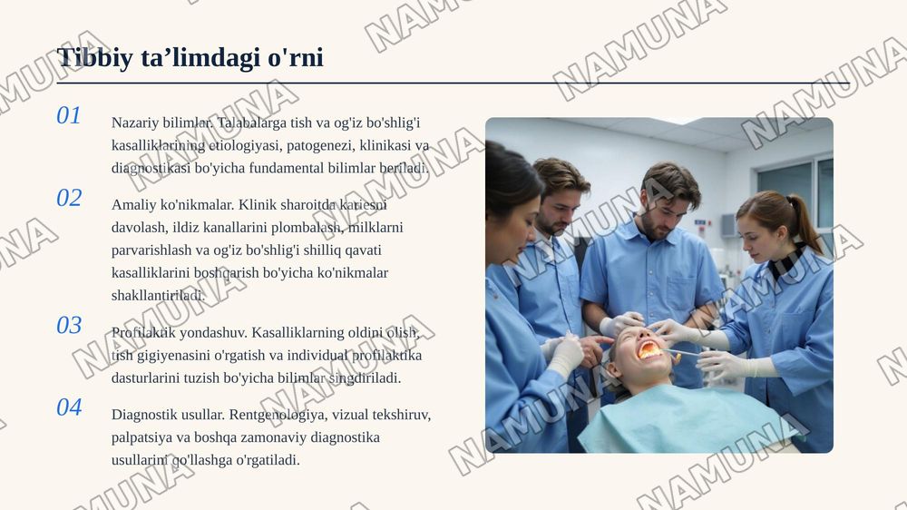 Terapevtik stomatologiyaning vazifalari,uning tibbiy ta’limdagi orni. Terapevtik stomatologiyaning boshqa tibbiyot fanlari bilan aloqasi — 7-slayd