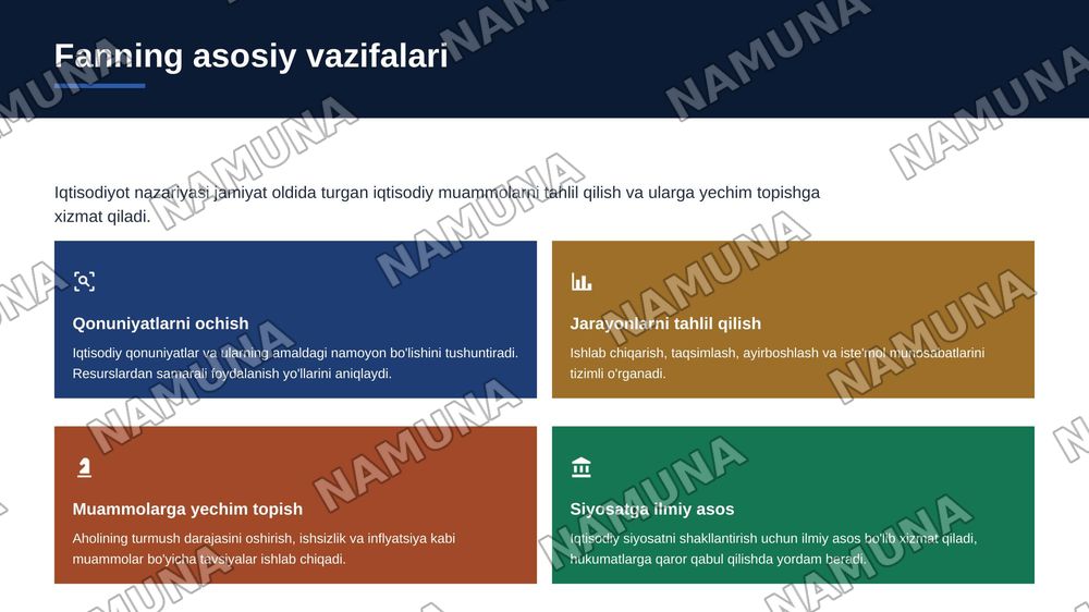 Iqtisodiyot nazariyasi fanining predmeti va o’rganish usullari — 4-slayd