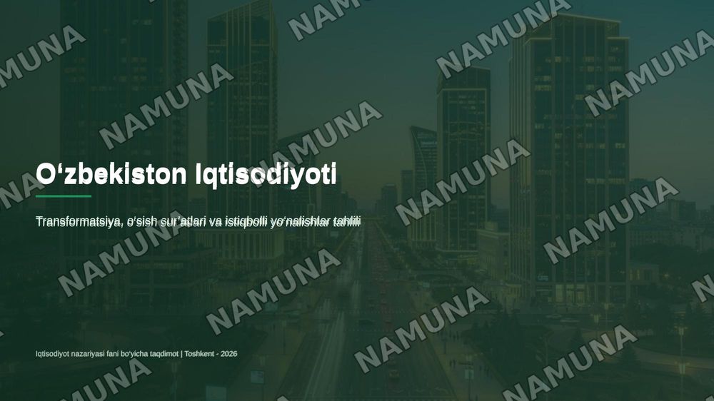 Oʻzbekiston Iqtisodiyoti — 1-slayd