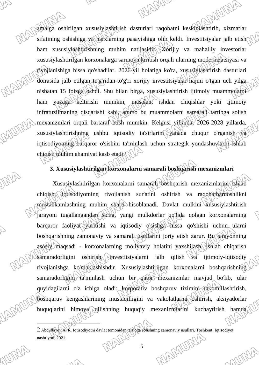 Davlat mulkini xususiylashtirish va boshgarish- iqtisodiyotni tartibga solish vositasi — 5-varaq