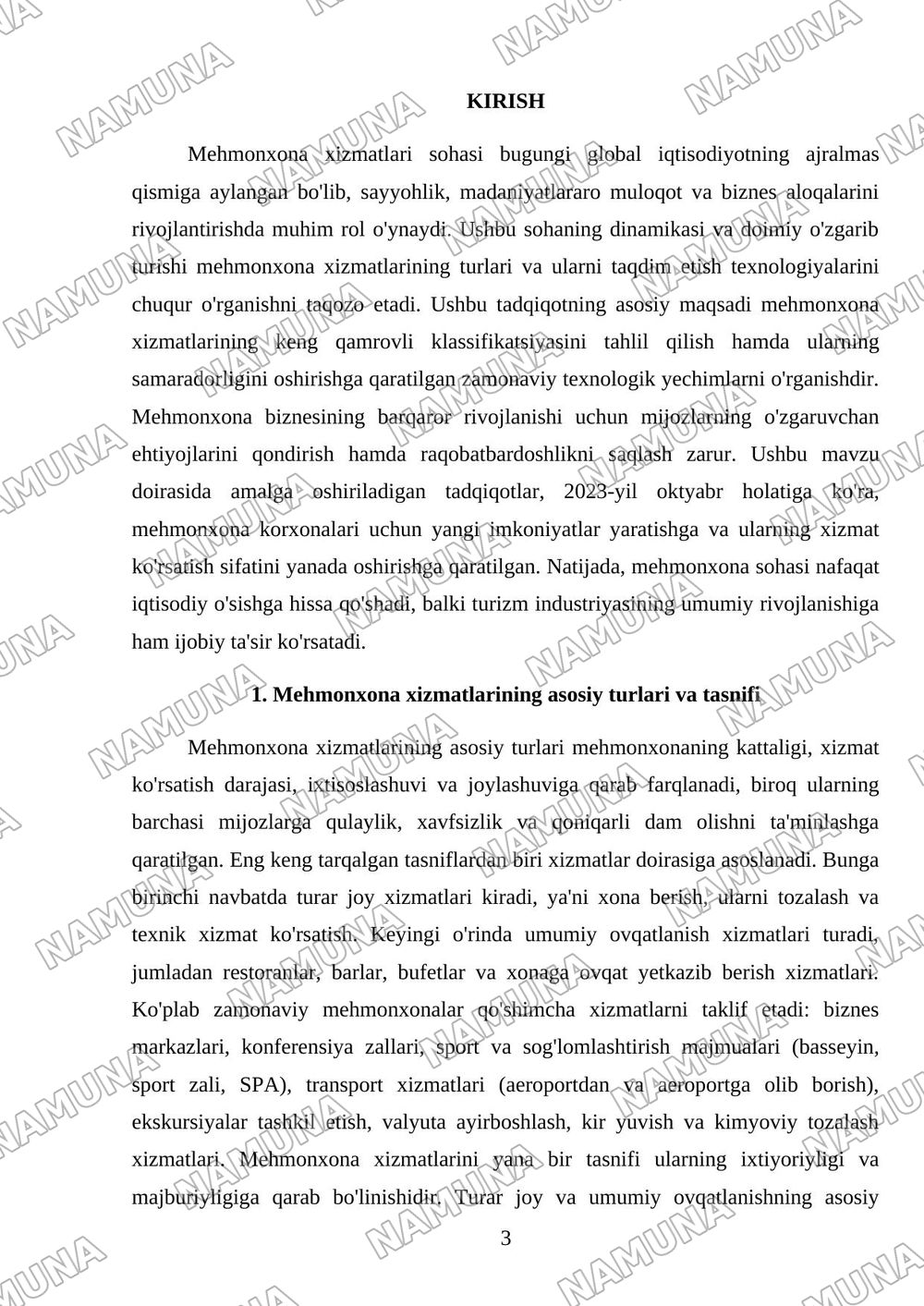 Mehmonxona xizmatlarining turlari va texnologiyasi — 3-varaq