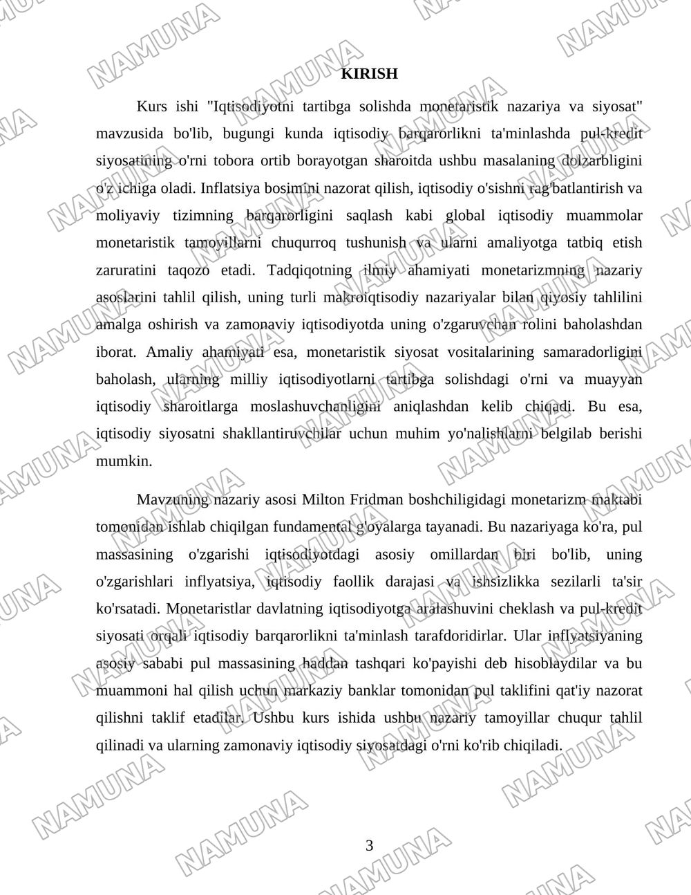 Iqtisodiyotni tartibga solishda monetaristik nazariya va siyosat. — 3-varaq