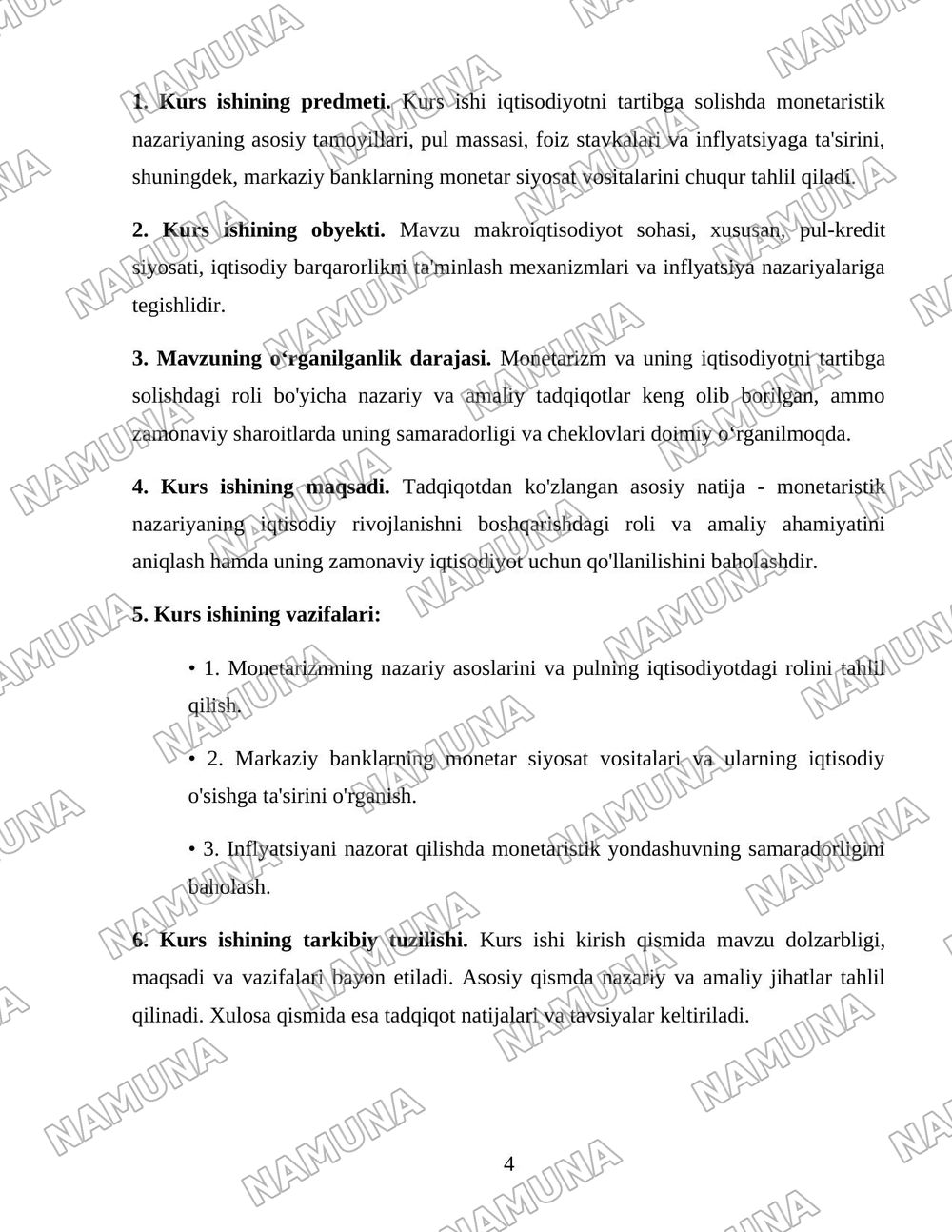 Iqtisodiyotni tartibga solishda monetaristik nazariya va siyosat. — 4-varaq