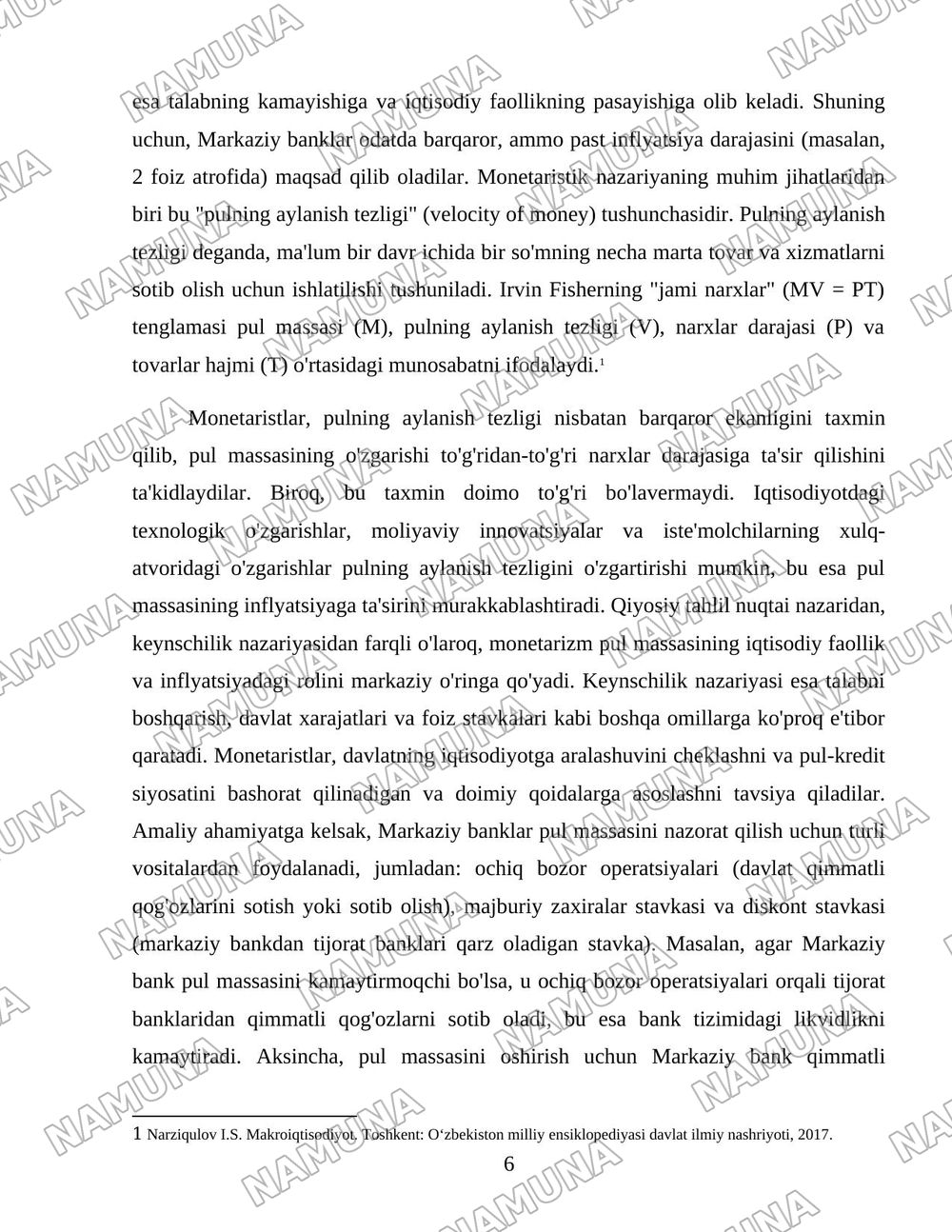 Iqtisodiyotni tartibga solishda monetaristik nazariya va siyosat. — 6-varaq