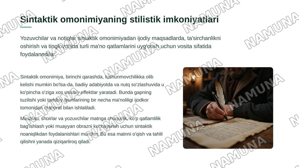 Sintaktik omonimiya.Stilistik sintagmallash — 5-slayd