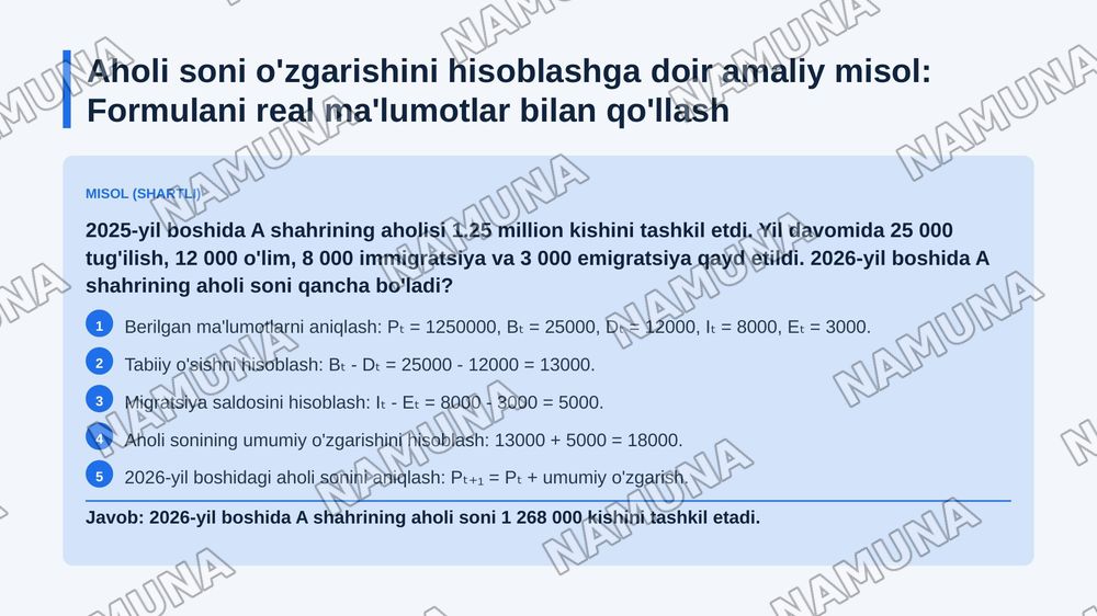 Global Demografik hisob kitoblar va proagnozlat ni hisoblash formulalari — 6-slayd
