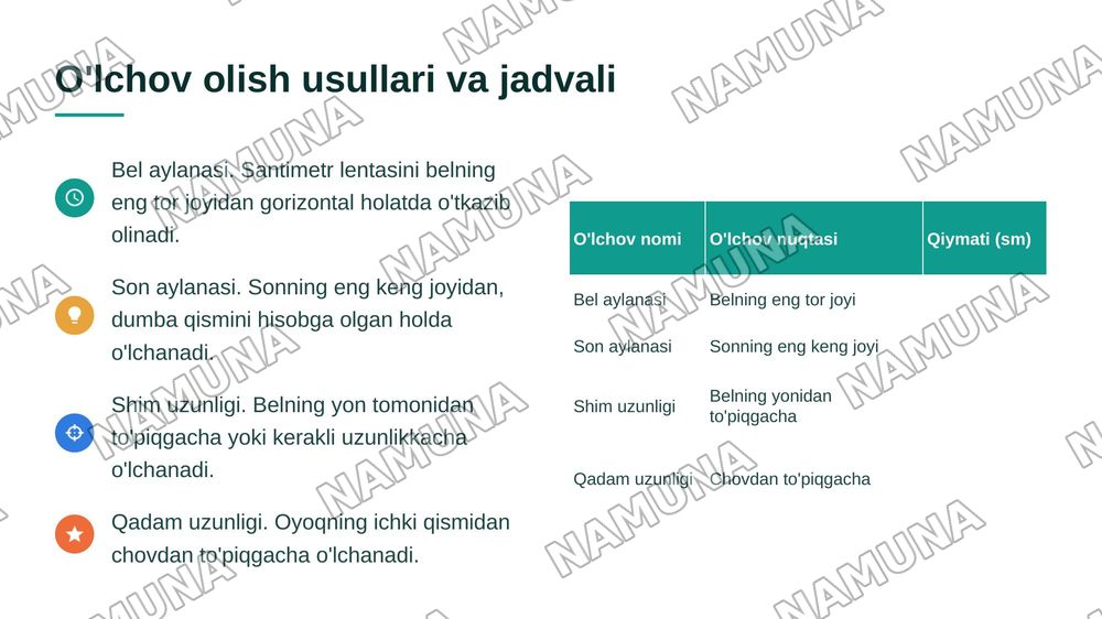 Ayollar shimini bichish va tikish 9sinf texnologiya darsi asosida — 5-slayd
