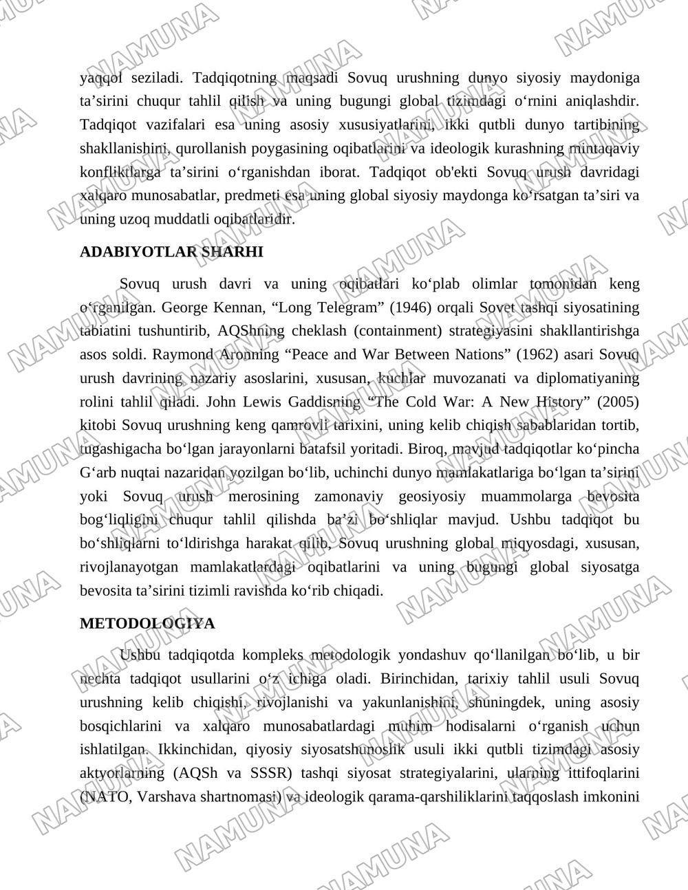 Sovuq urushning dunyo siyosiy maydoniga taʼsiri va oʻrni — 2-varaq