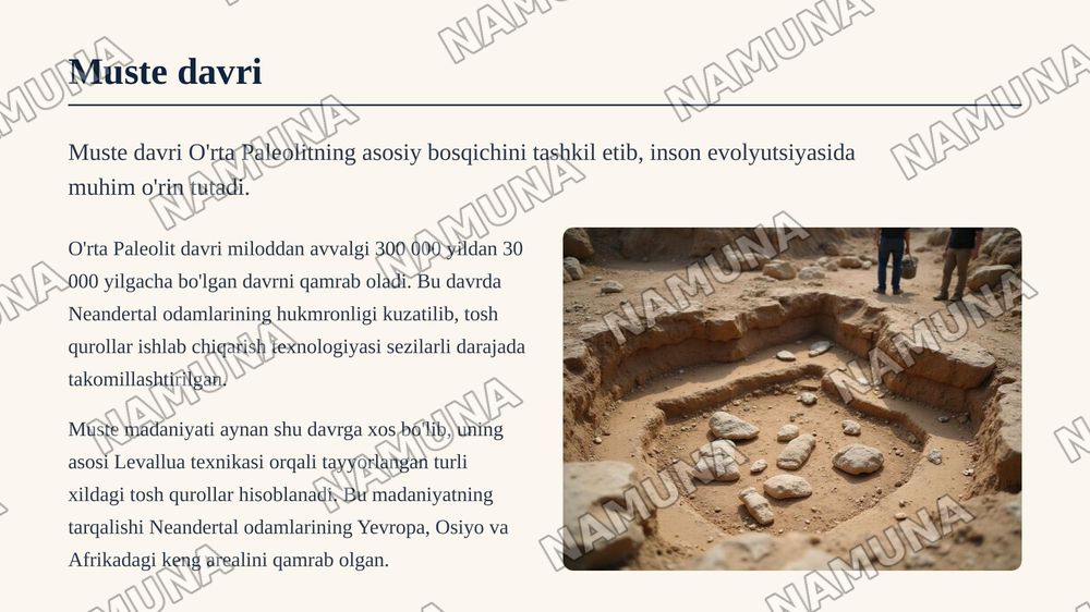 Muste davri arxeologik yodgorliklari — 3-slayd
