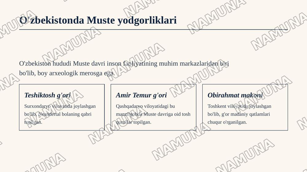 Muste davri arxeologik yodgorliklari — 5-slayd
