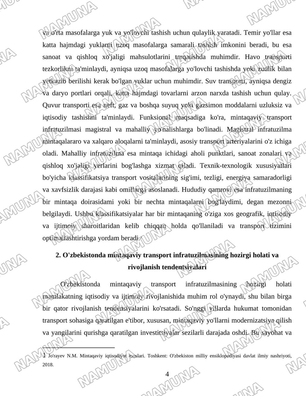 Mintaqaviy transport infratuzilmasi — 4-varaq