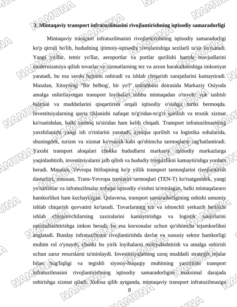 Mintaqaviy transport infratuzilmasi — 8-varaq