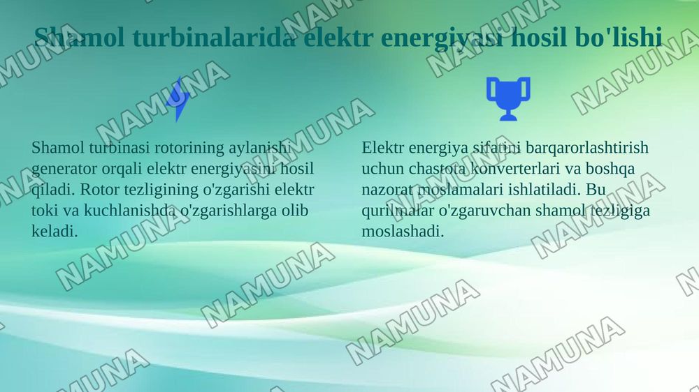 Shamol energetikasida elektr toki va kuchlanichni nazorat qilish — 4-slayd
