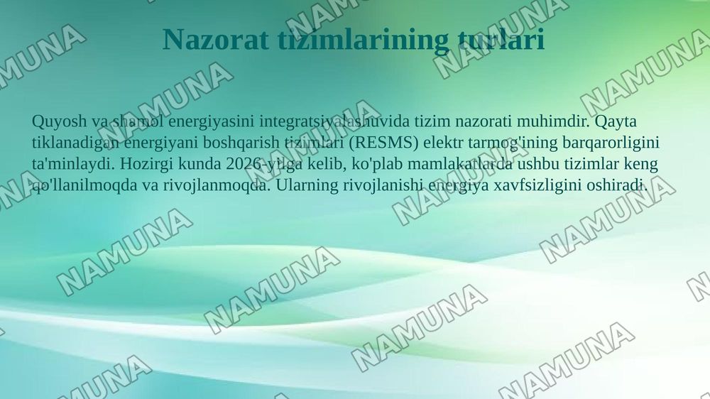 Shamol energetikasida elektr toki va kuchlanichni nazorat qilish — 6-slayd