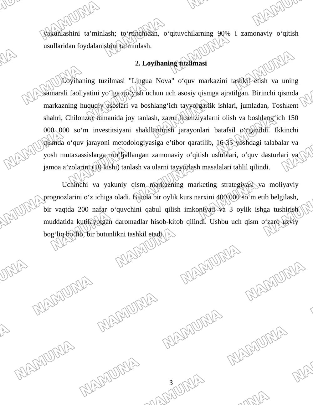 Ingiliz tili metadologiasini yangi uslubda orgatadigan oʻquv markaz — 3-varaq