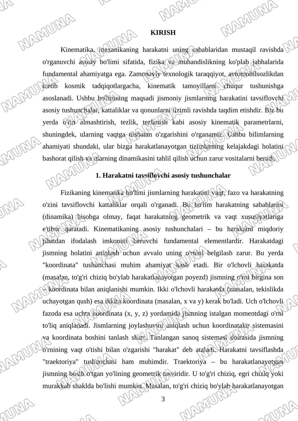 Kinematika asoslari — 3-varaq