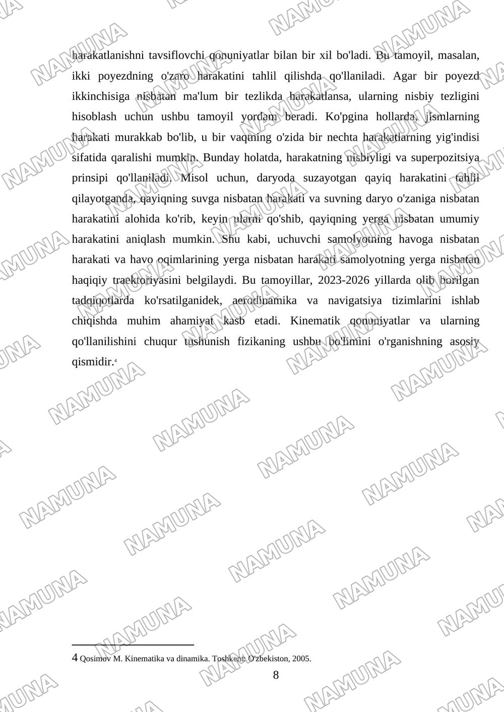 Kinematika asoslari — 8-varaq