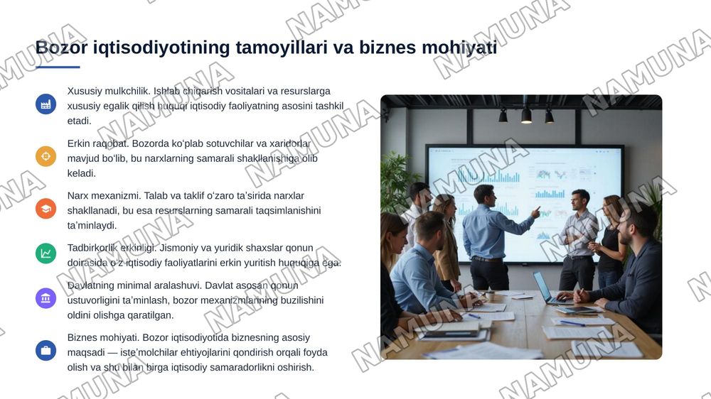 Bozor iqtisodiyotida biznesning oʻrni va roli — 2-slayd