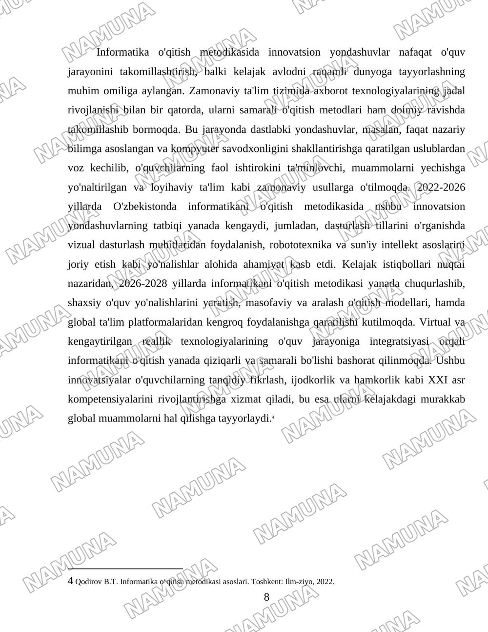 Informatika o'qitish metodikasining rivojlanish bosqichlari va zamonaviy jamiyatdagi o'rni — 8-varaq