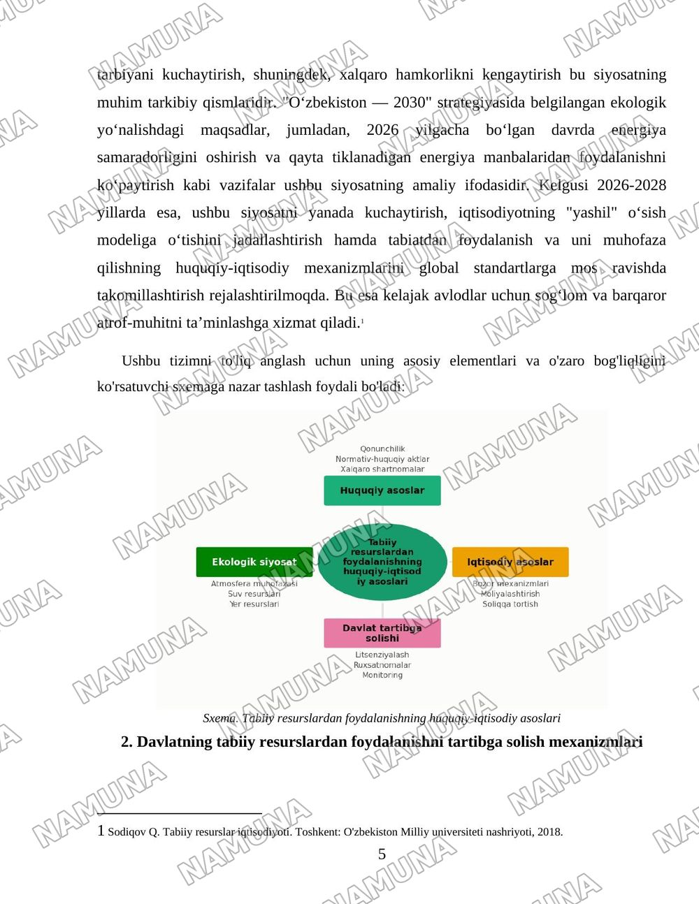 Davlatning tabiiy resurslardan foydalanish jarayonlarini tartibga solishi va ekologiya sohasidagi siyosati. — 5-varaq