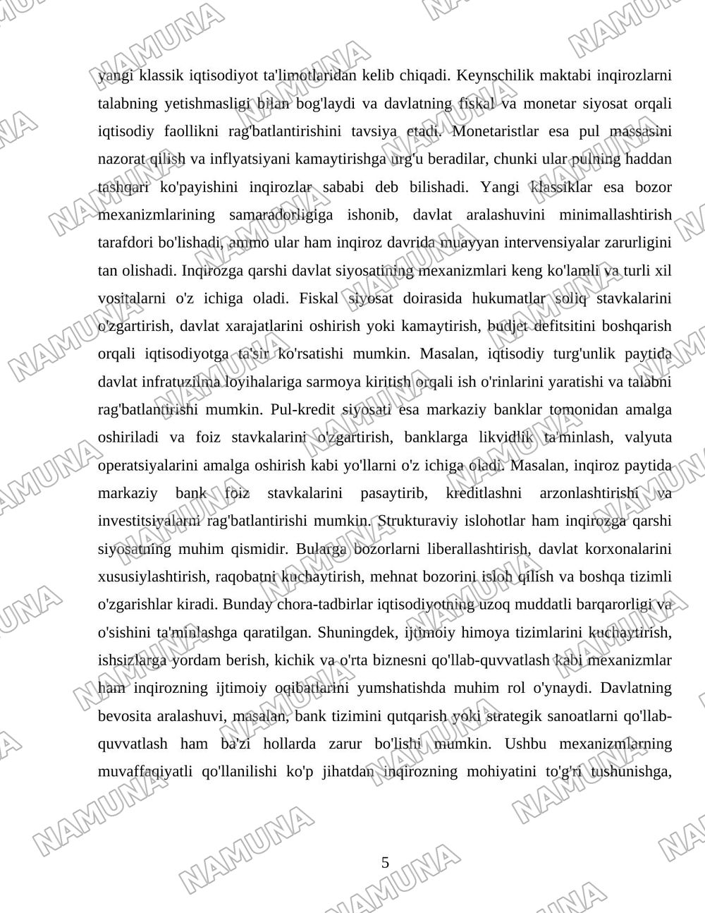 Inqirozga qarshi davlat siyosati va iqtisodiy barqarorlik — 5-varaq