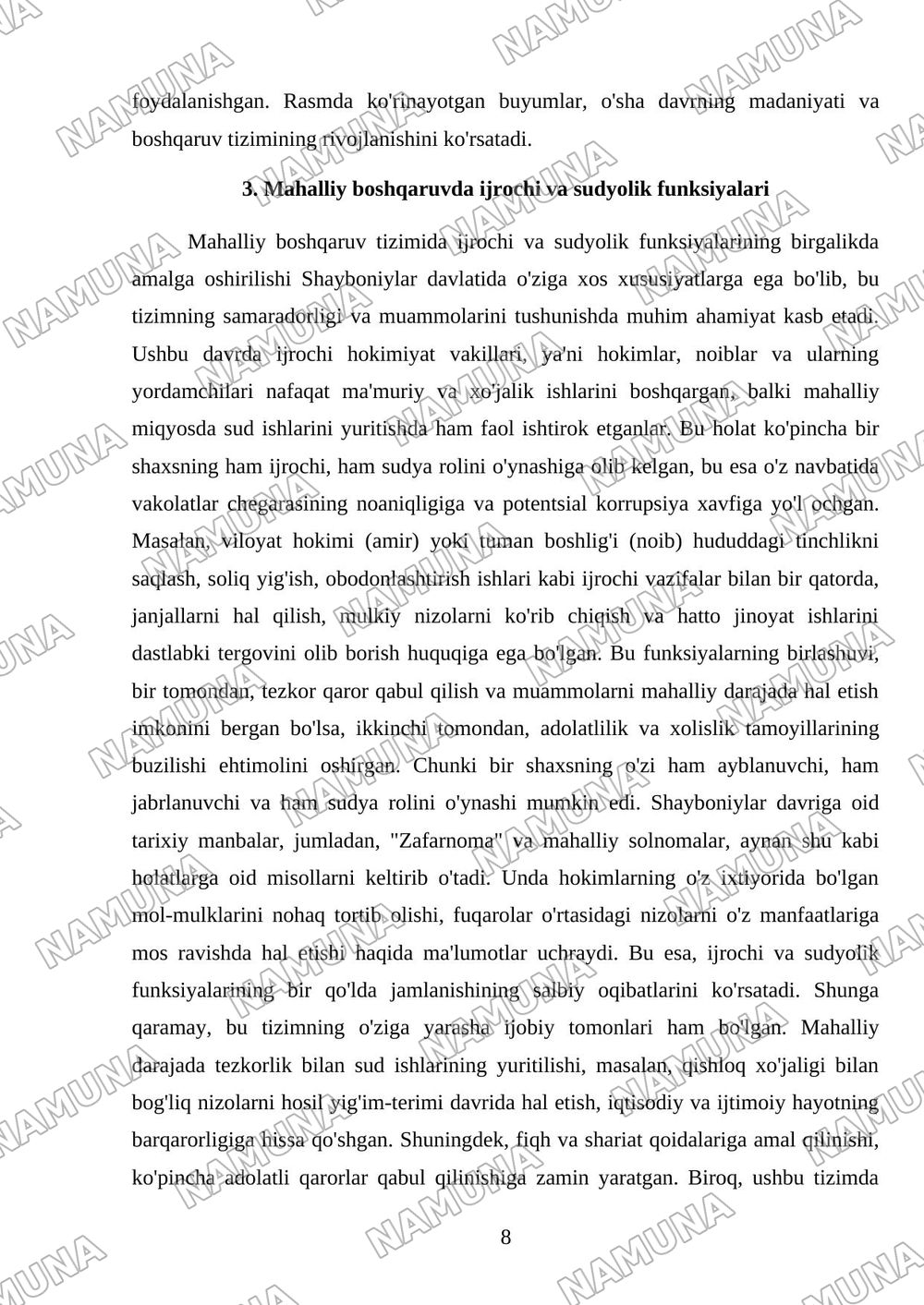 Shayboniylar davlatida mahalliy boshqaruv tizimi — 8-varaq