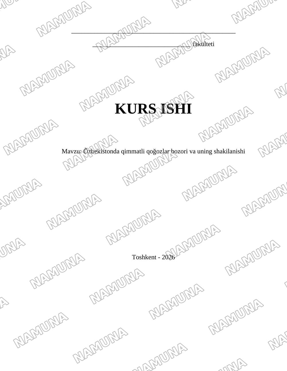 Õzbekistonda qimmatli qoğozlar bozori va uning shakilanishi — 1-varaq