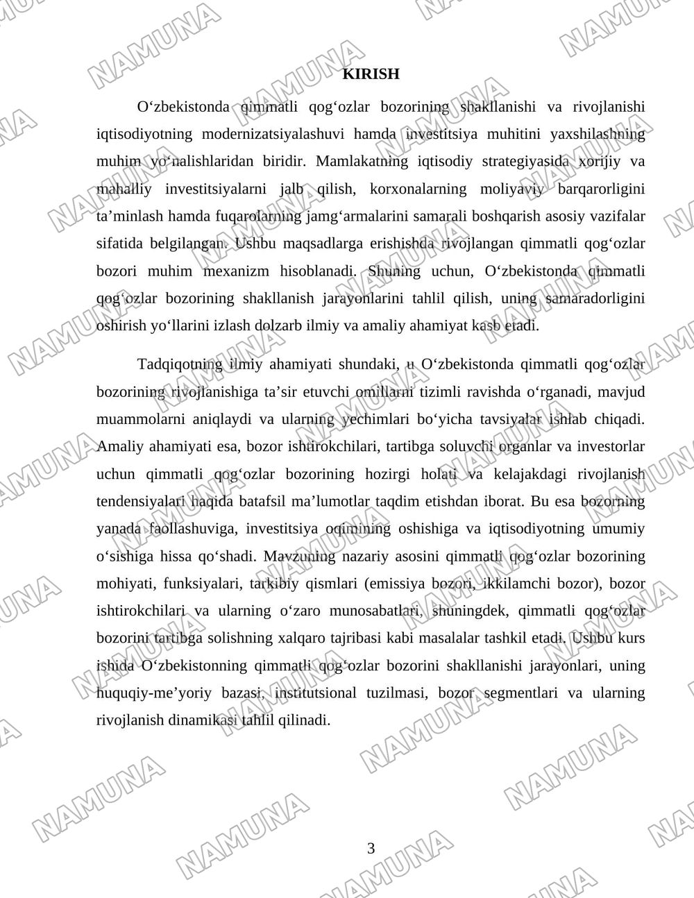 Õzbekistonda qimmatli qoğozlar bozori va uning shakilanishi — 3-varaq