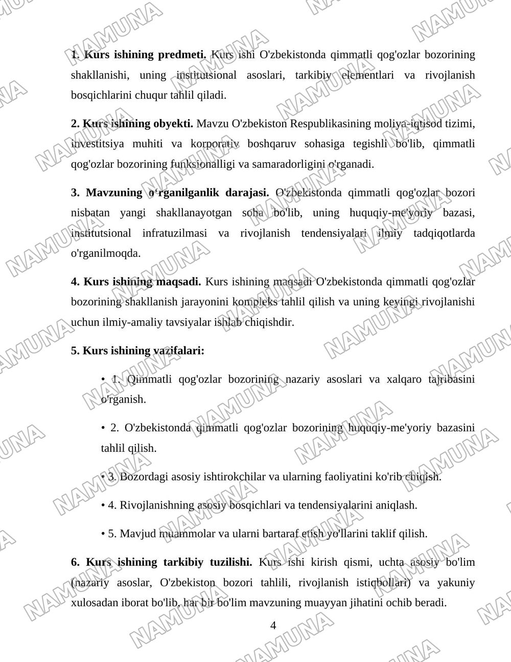 Õzbekistonda qimmatli qoğozlar bozori va uning shakilanishi — 4-varaq