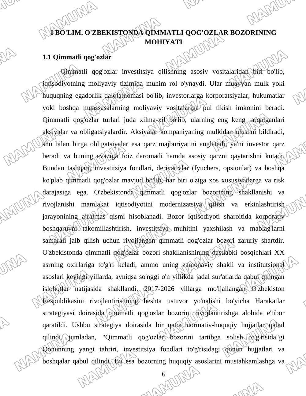 Õzbekistonda qimmatli qoğozlar bozori va uning shakilanishi — 6-varaq