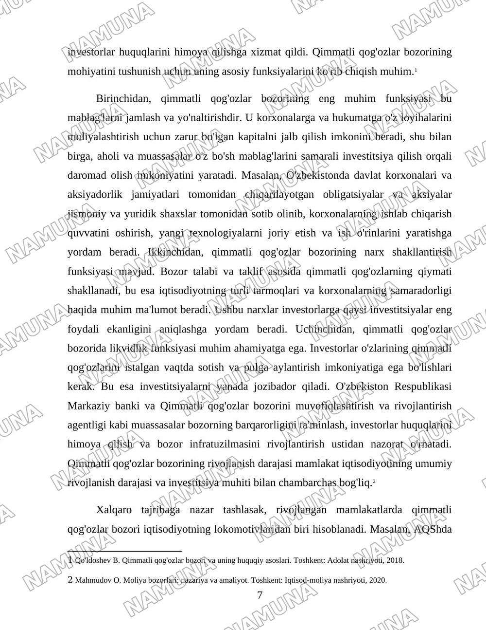 Õzbekistonda qimmatli qoğozlar bozori va uning shakilanishi — 7-varaq