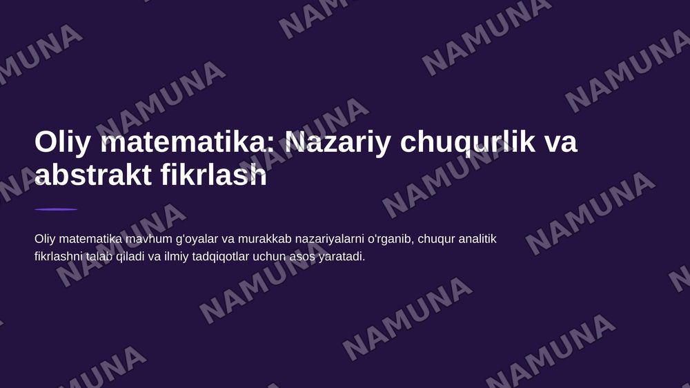 Oliy matematika va maktab darsliklari farqi va misollar — 6-slayd