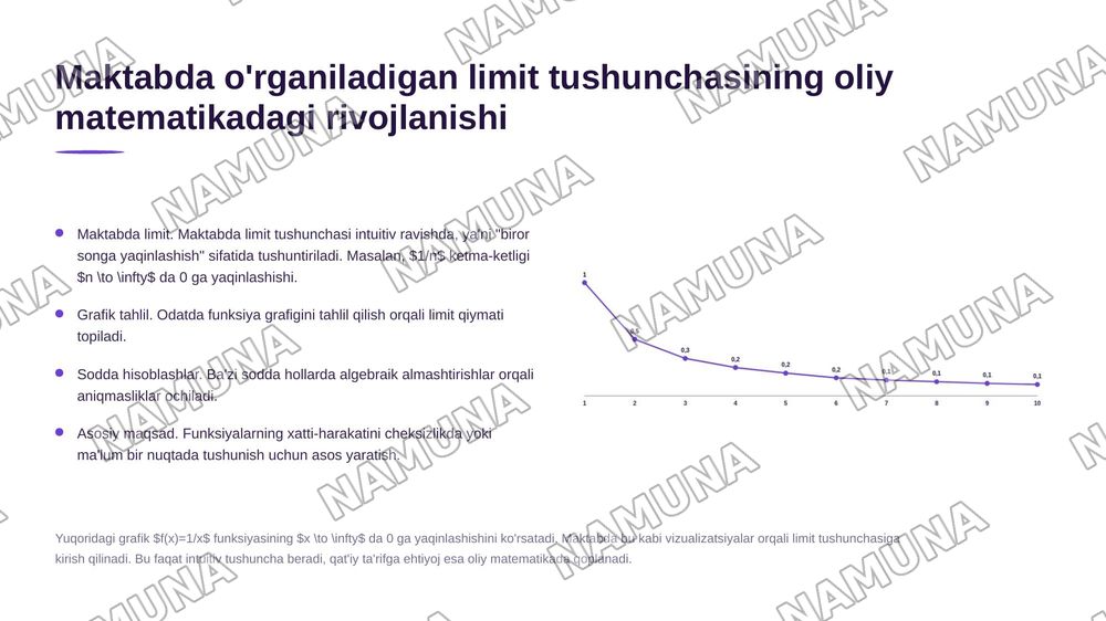 Oliy matematika va maktab darsliklari farqi va misollar — 8-slayd