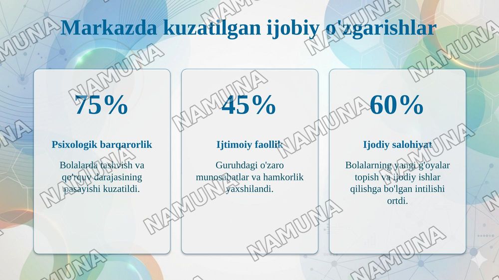 "Bolalar realibitatsiya markazi Interyer dezayni art terapiya asosida shakllantirish" — 8-slayd