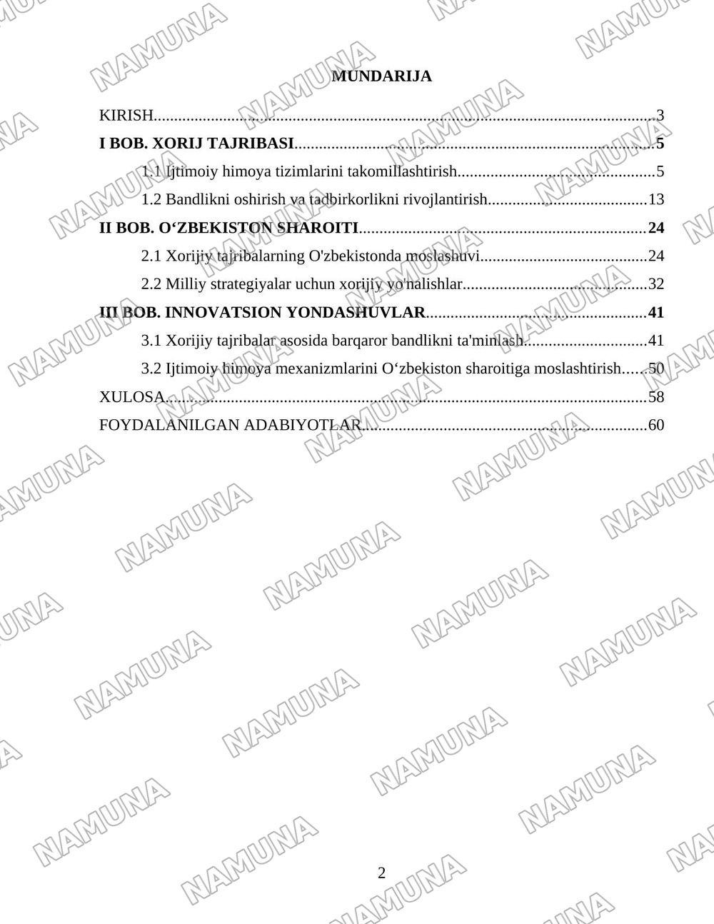 Xorijiy mamlakatlarning kambagʻallikni qisqartirish boʻyicha tajribalarini Oʻzbekistonda qoʻllash yoʻllari — 2-varaq