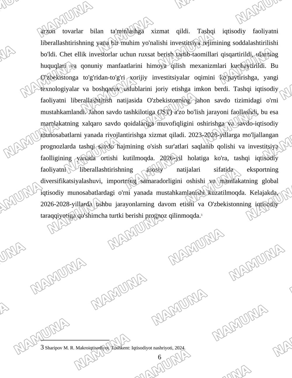 Ozbekistonda tashqi iqtisodiy siyosatning maqsadlari va amalga oshirish vositalari — 6-varaq
