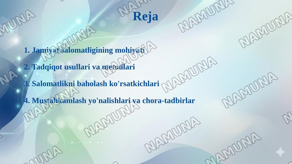 Jamiyat salomatligini saqlash va uni oʻrganish usullari — 2-slayd