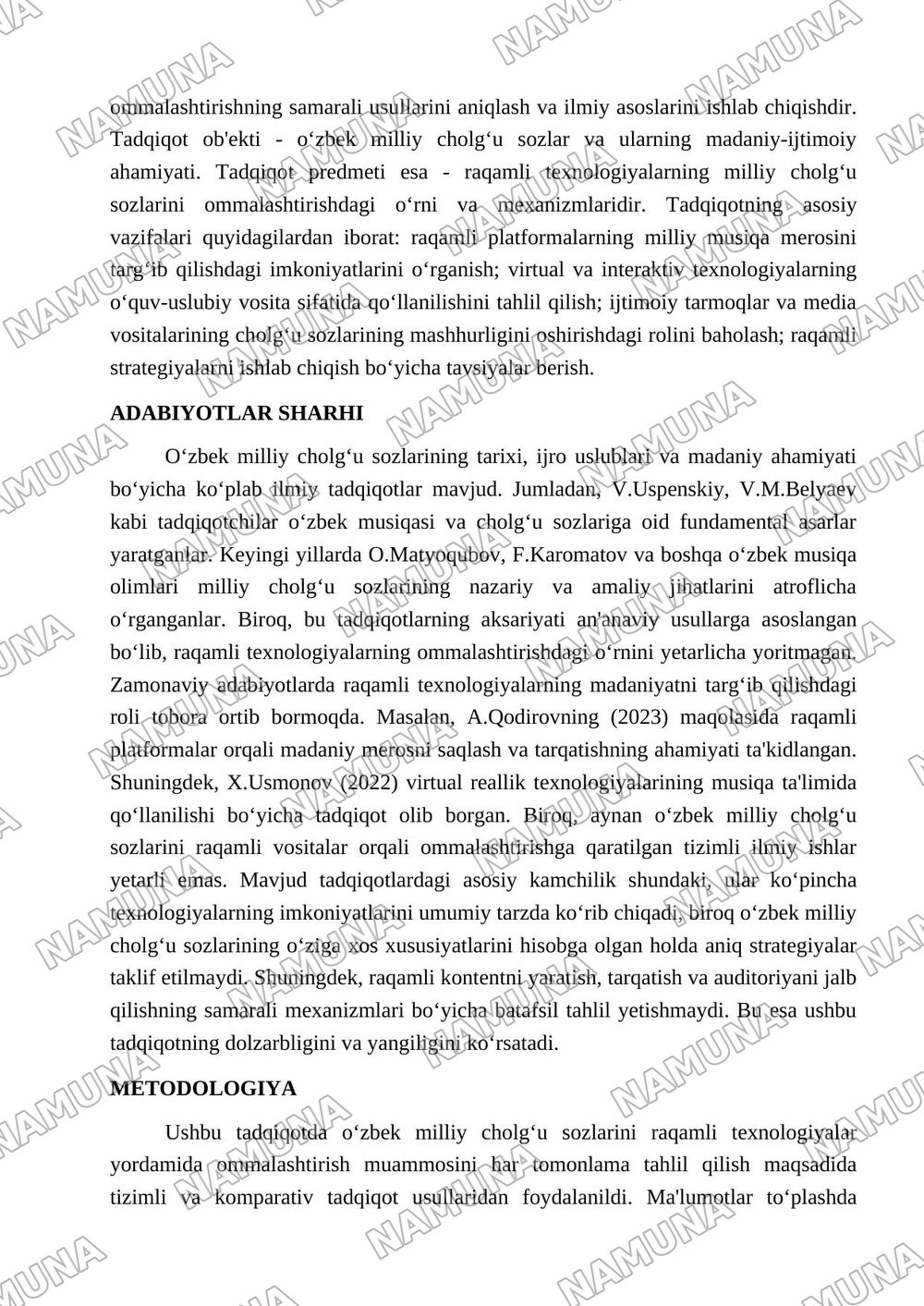 Raqamli texnologiyalar yordamida o'zbek milliy cholg'u sozlarini ommalashtirish' — 2-varaq