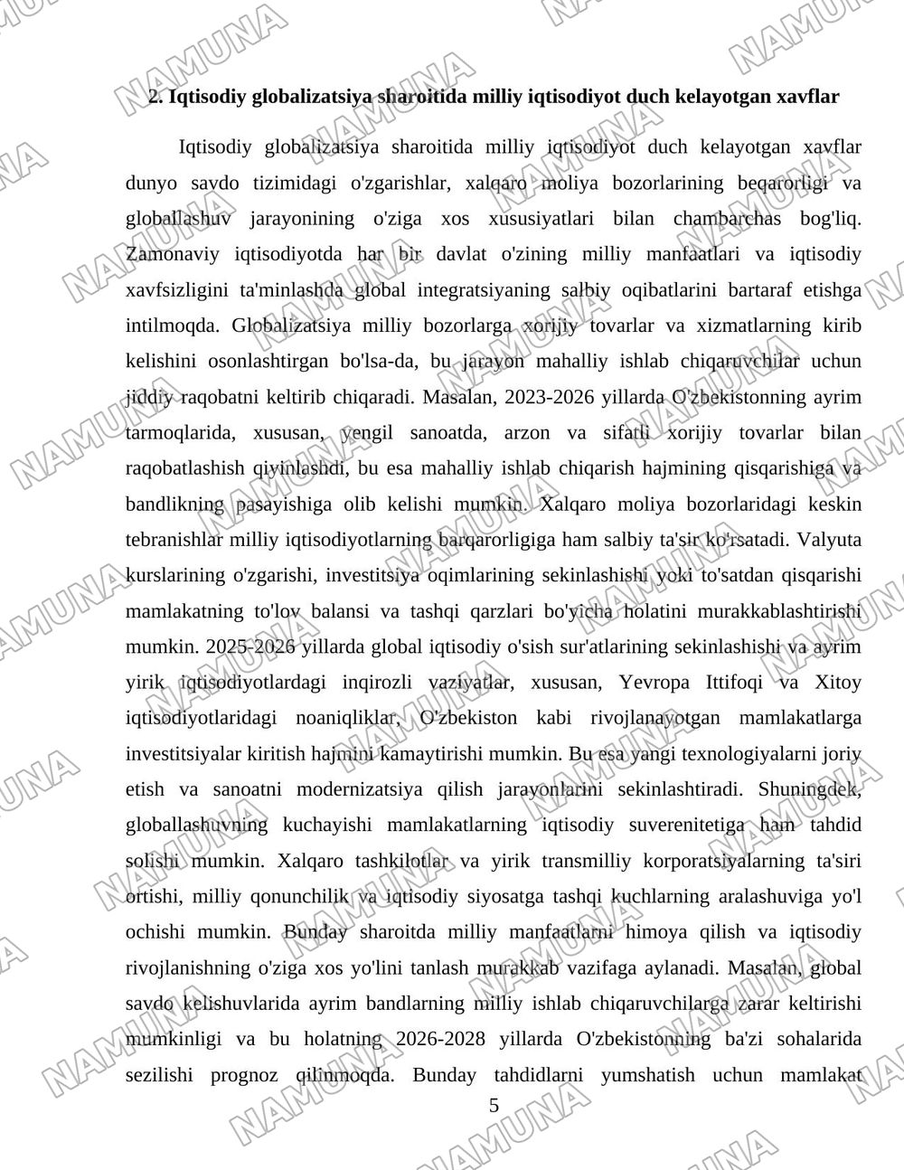 Миллий манфаатларга хавф солувчи иқтисодий таҳдидлар — 5-varaq