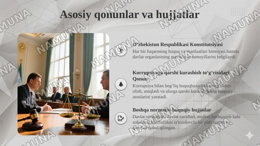 Oʻzbekistonda korrupsiyaga qarshi kurashish mexanizmlari — 6-slayd