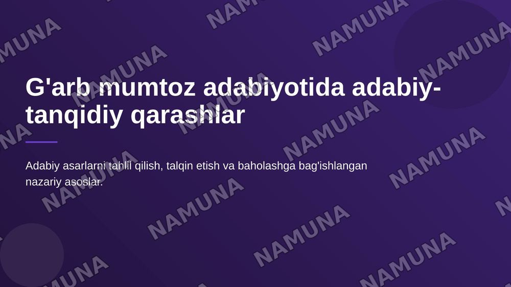 G'arb mumtoz adabiyotida adabiy-tanqidiy qarashlar — 1-slayd